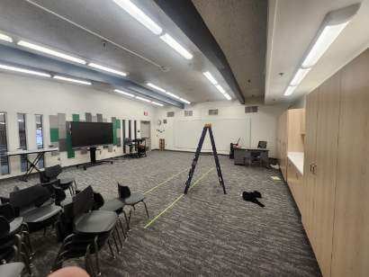 Ceiling lighting in an interior room at Greenville Elementary