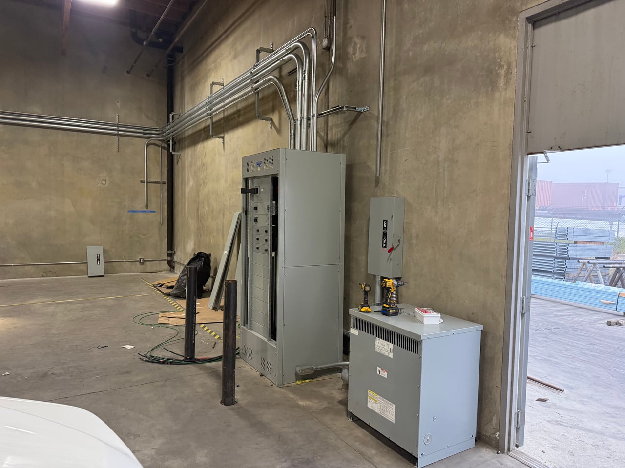 Distribution panel, transformer and conduit installation at Sunset Vans in Moreno Valley